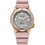 Citizen Ladies Divers Watch - Grey/Gold + Pink Strap EO2023-00A