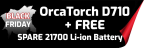 OrcaTorch D710 Dive Torch + FREE Battery Bundle