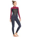 Roxy Womens 3/2mm Prologue Steamer - Flat Lock, Back Zip Wetsuit - Dark Navy/Burgundy Roxy Womens 3/2mm Prologue Steamer - Flat Lock, Back Zip Wetsuit - Dark Navy/Burgundy