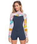 Roxy Syncro Womens 2/2 BZ Spring Suit - Jet Grey/Coral Flame/Temple Gold Roxy Syncro Womens 2/2 BZ Spring Suit - Jet Grey/Coral Flame/Temple Gold