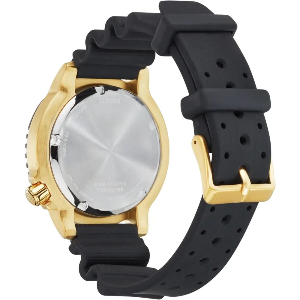 Citizen Black + Gold Tone Stainless Steel Divers Watch BN0152-06E