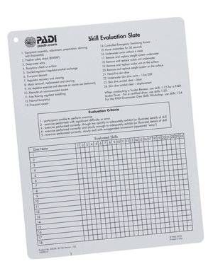 PADI Skill Evaluation Slate
