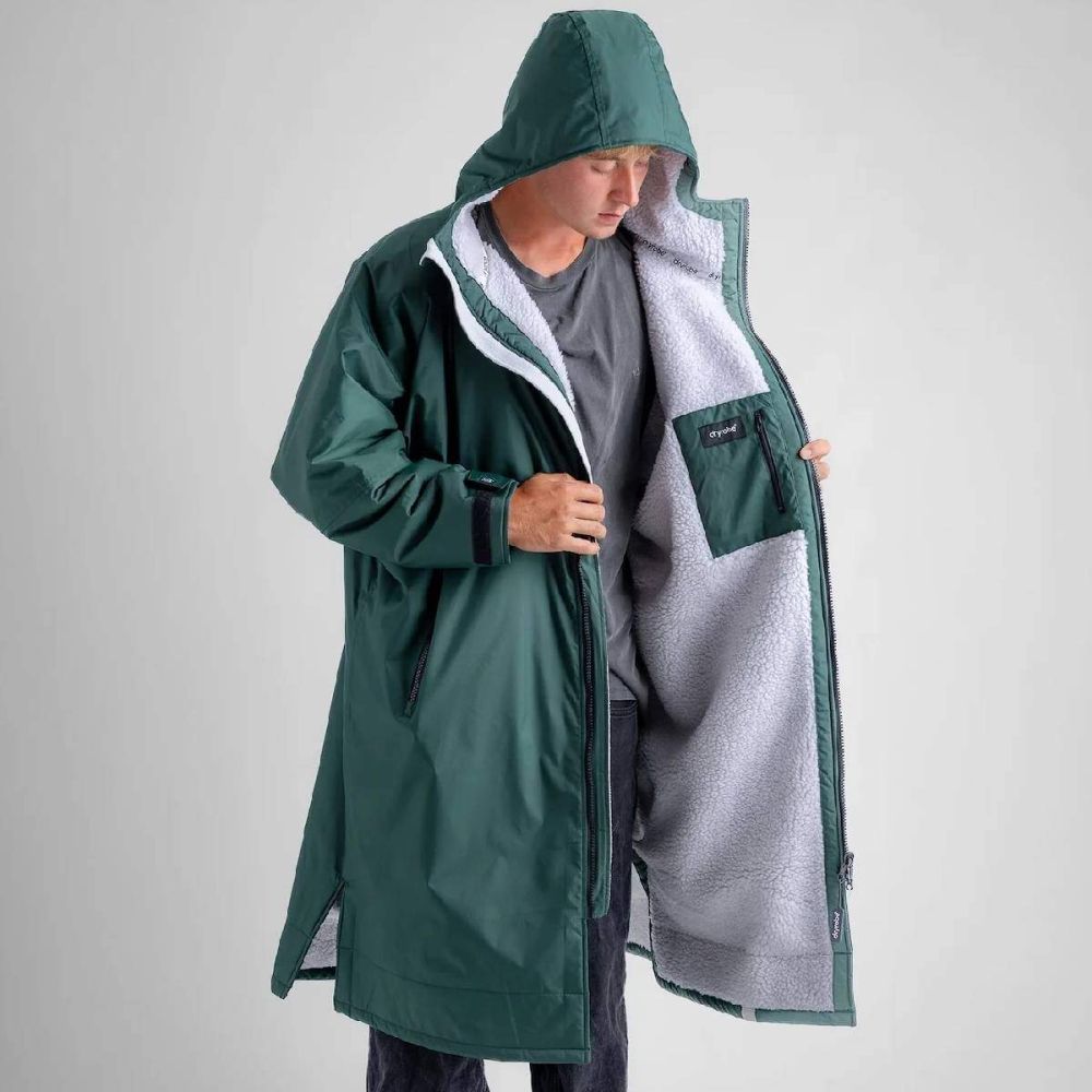Dryrobe Advance Long Sleeve Changing Robe | Dark Green & Grey