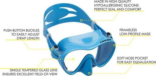 Cressi F1 Frameless Single Lens Diving Mask - All Colours