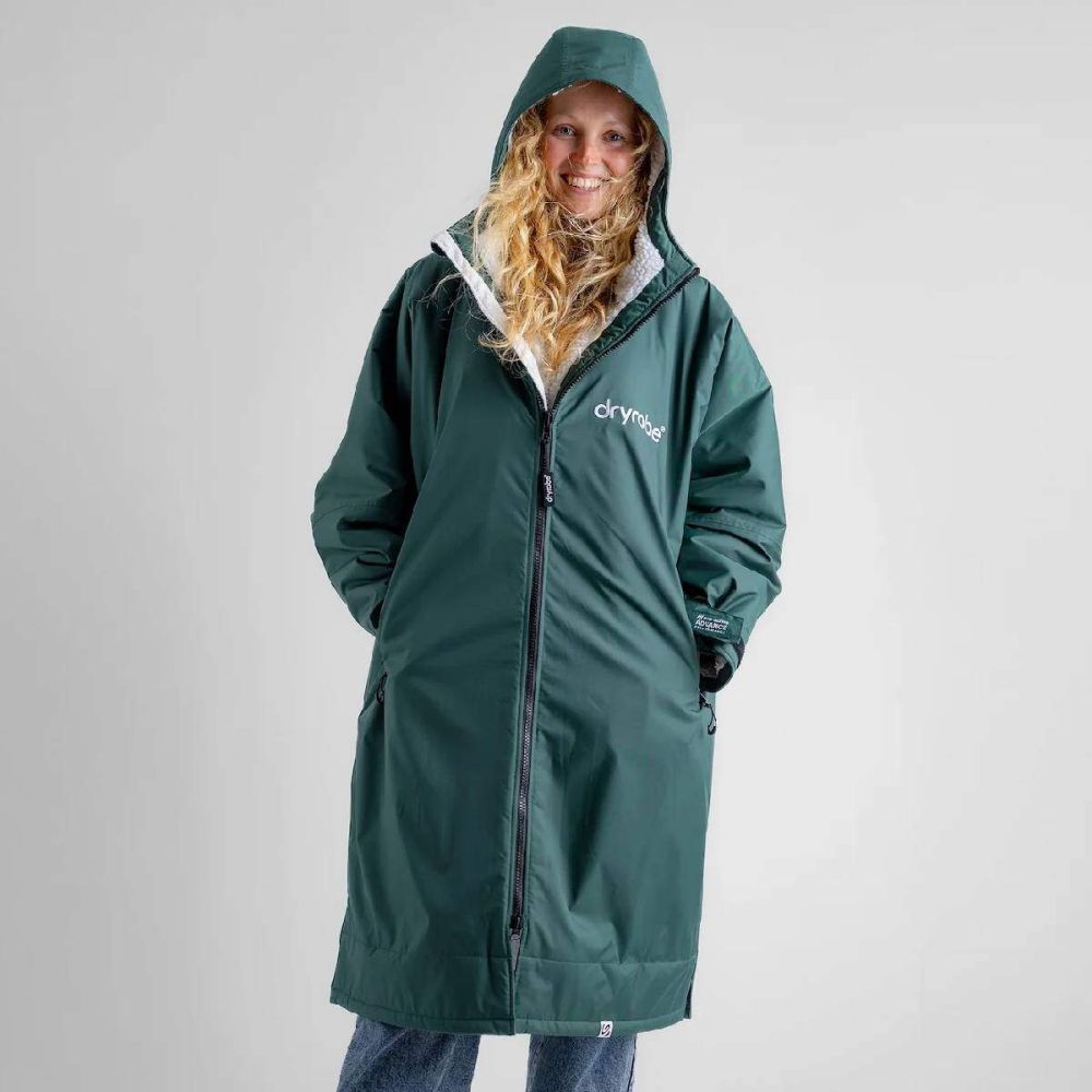 Dryrobe Advance Long Sleeve Changing Robe | Dark Green & Grey