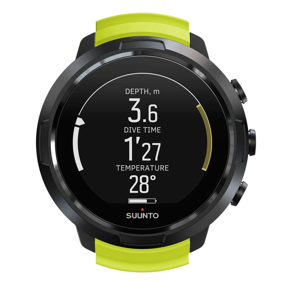 Suunto D5 Black Dive Computer - All Black + Black/Lime