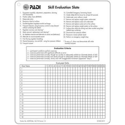 PADI SKill Evaluation Slate #60290