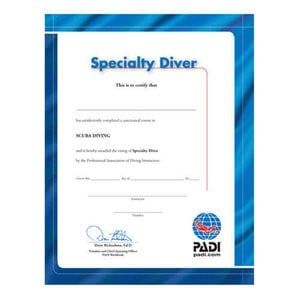 PADI Specialty Diver Certificate