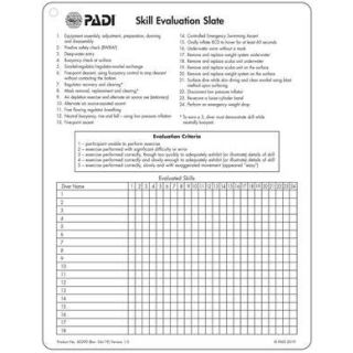 PADI SKill Evaluation Slate #60290