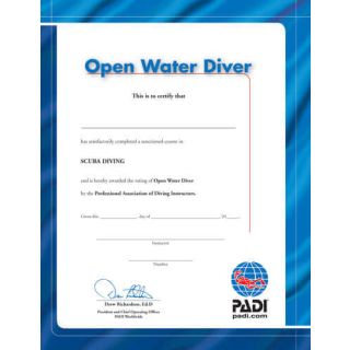 PADI Open Water Diver Wall Certificate