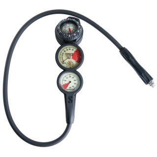 Scubapro 3 Inline 3 Gauge Console - Depth, Contents & Compass