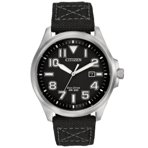 Citizen Mens Black Military Eco-Drive 200M Watch | AW1410-08E