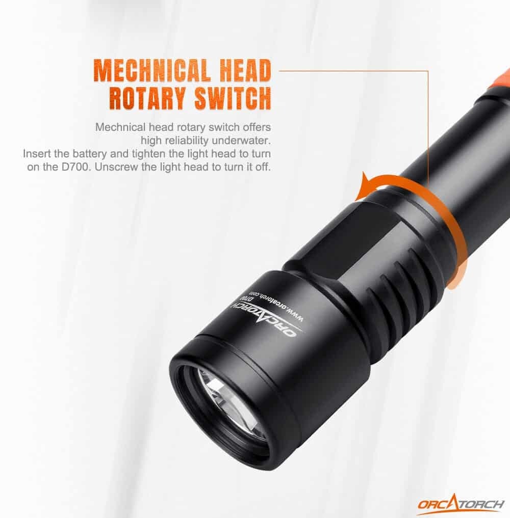 OrcaTorch D700 Dive Torch - 1700 Lumens Dive Torch