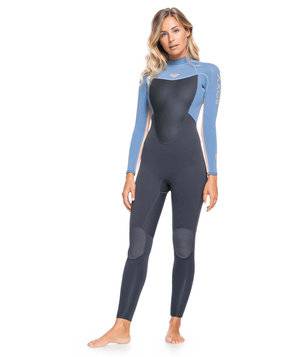 Roxy Womens 3/2mm Prologue Steamer - Flat Lock, Back Zip Wetsuit - Cloud Black/Powder Grey/Sunglow Roxy Womens 3/2mm Prologue Steamer - Flat Lock, Back Zip Wetsuit - Cloud Black/Powder Grey/Sunglow