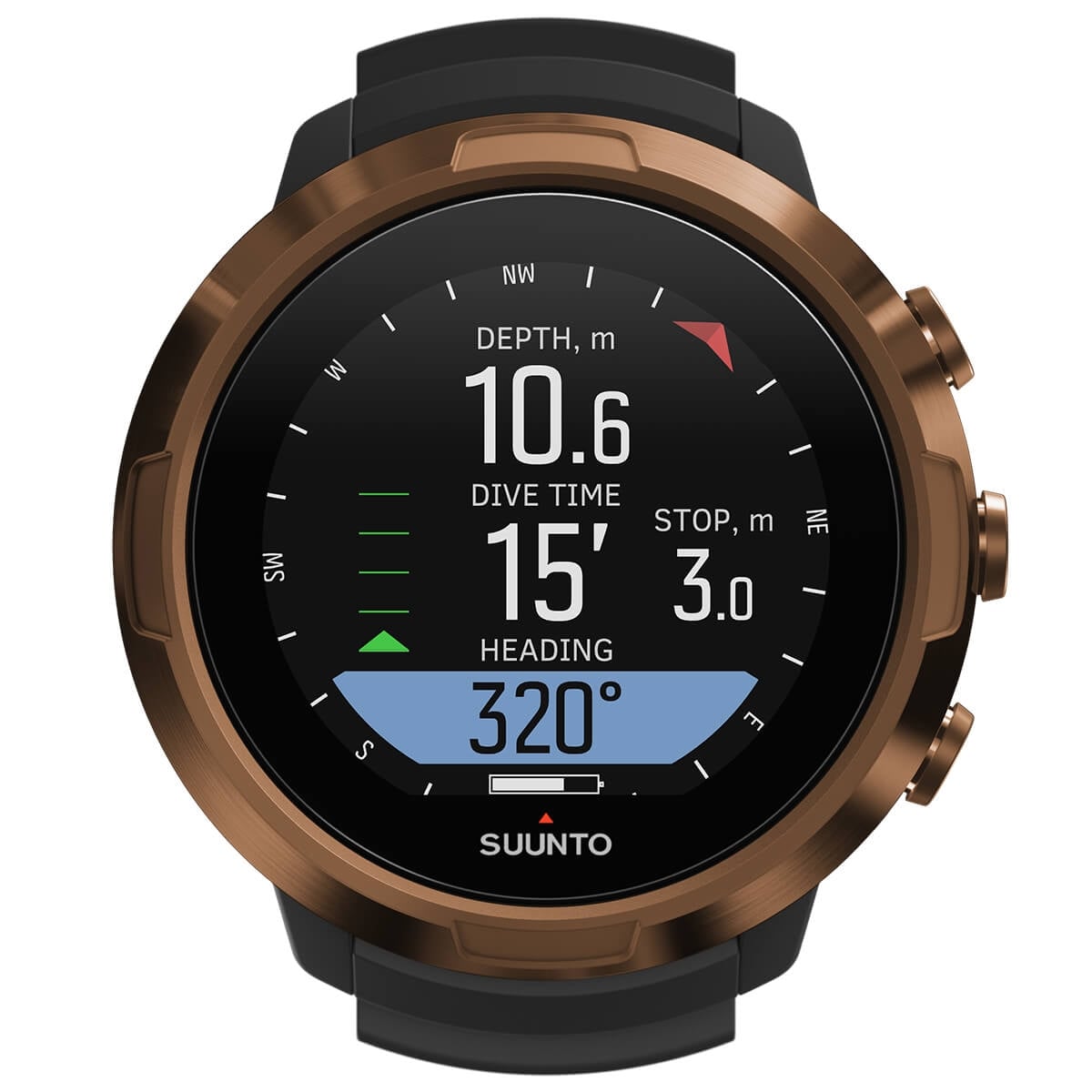 Suunto D5 Copper Dive Computer - Copper Finish + Black Strap