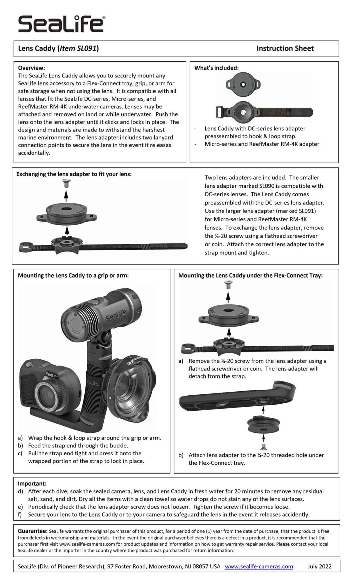 Sealife Lens Caddy For Micro Series, Reefmaster + DC Lenses #SL091