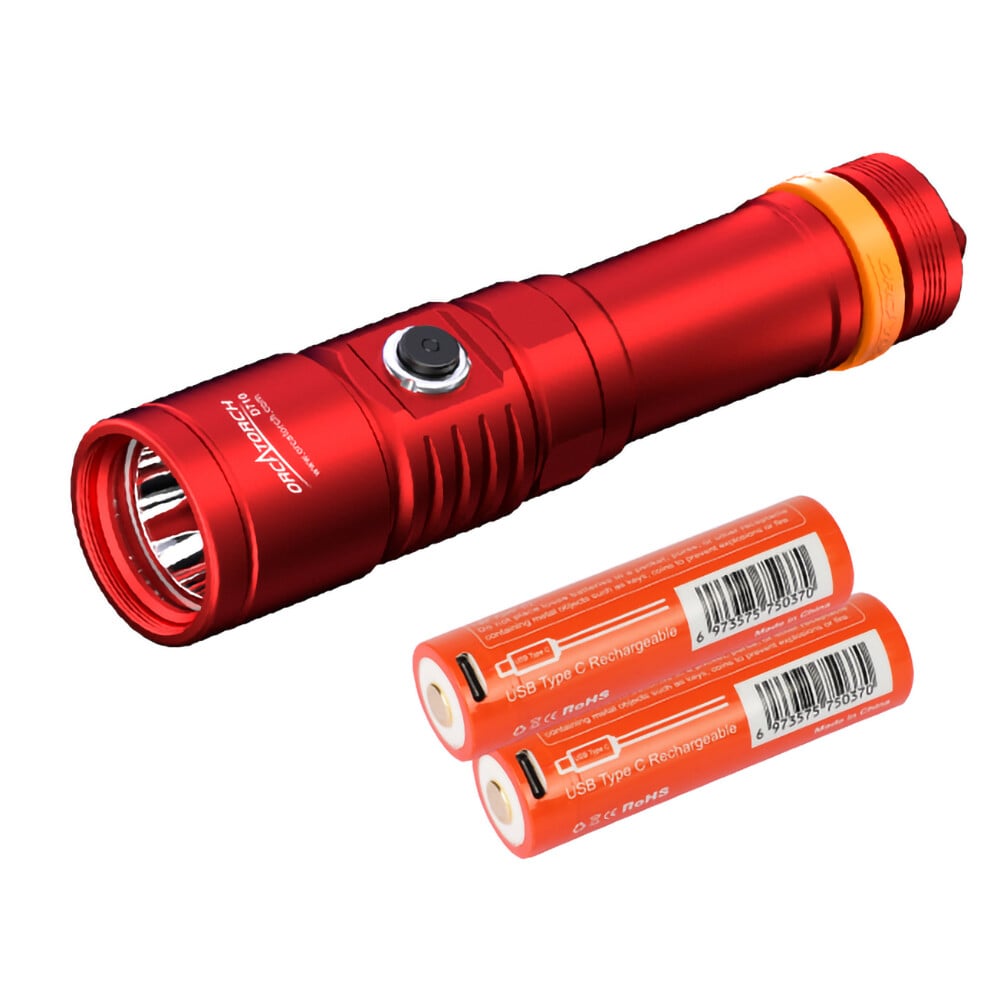 OrcaTorch D710 Dive Torch + FREE Battery Bundle