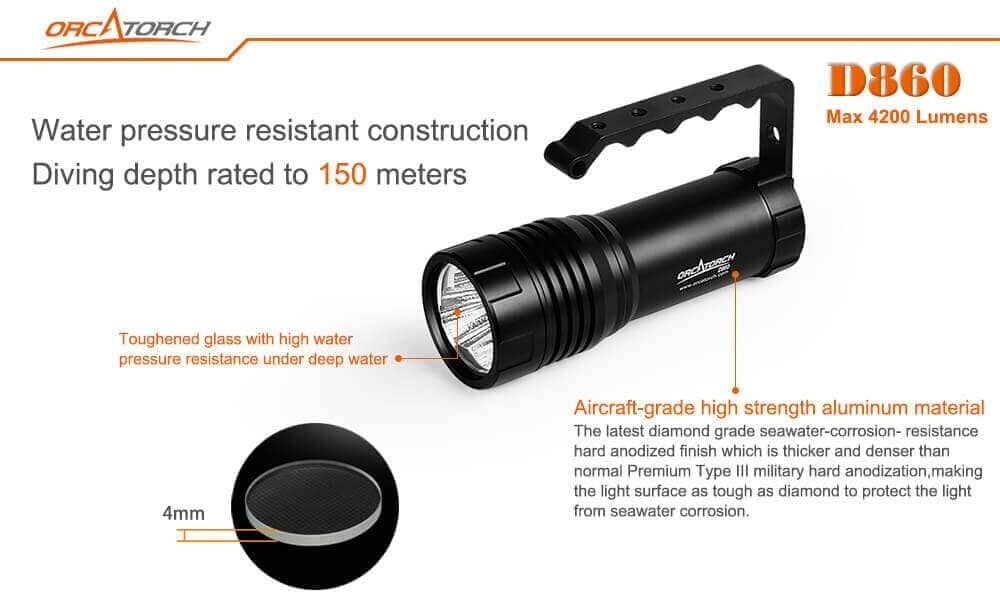 OrcaTorch D860 4200 Lumens Dive Torch