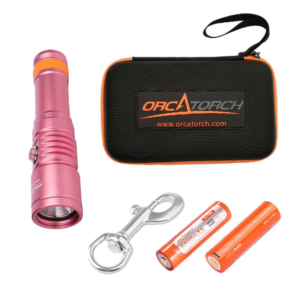 OrcaTorch D710 Dive Torch + FREE Battery Bundle