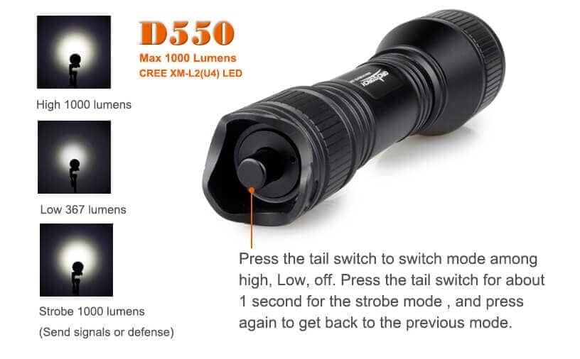 OrcaTorch D550 1000 Lumens Dive Torch OrcaTorch D550 1000 Lumens Dive Torch