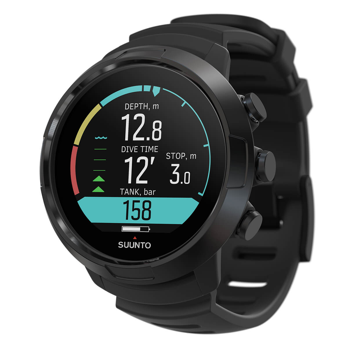 Suunto D5 Black Dive Computer - All Black + Black/Lime