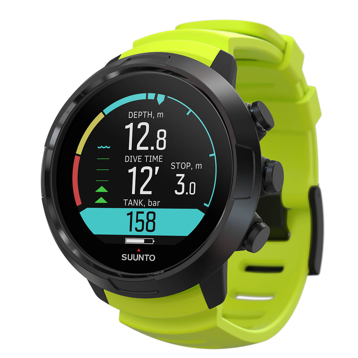 Suunto D5 Black Dive Computer - All Black + Black/Lime
