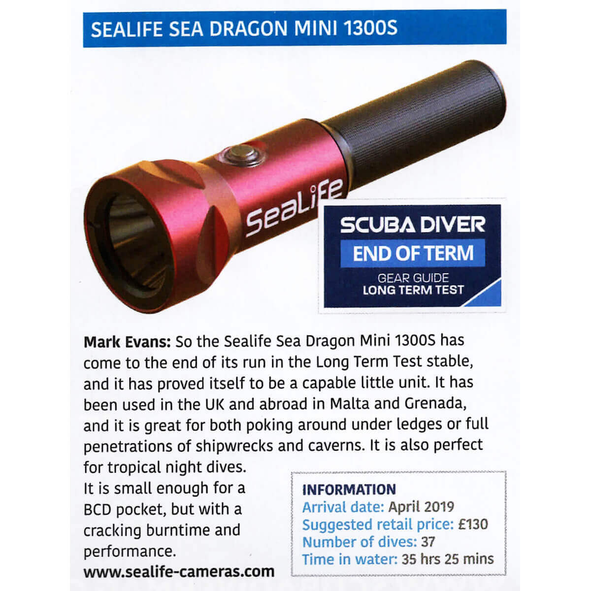 Sealife Sea dragon Mini 1300S Powerkit - 1300 Lumen Compact Dive Light Sealife Sea dragon Mini 1300S Powerkit - 1300 Lumen Compact Dive Light