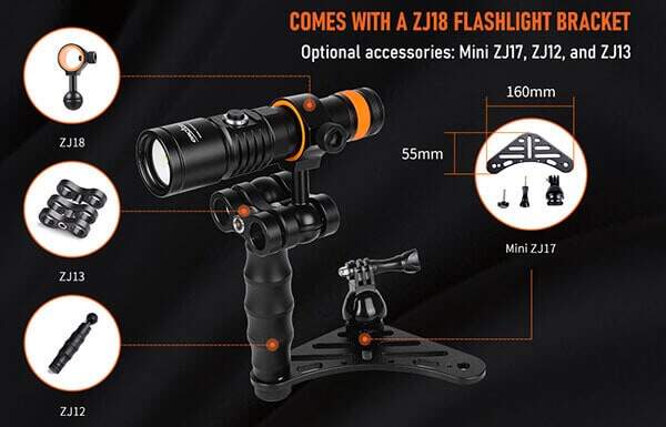 OrcaTorch D710V Video Light + ZJ17 Mini Base Bundle