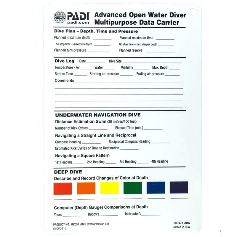 PADI Advanced Open Water Diver Crewpak SMB & Whistle
