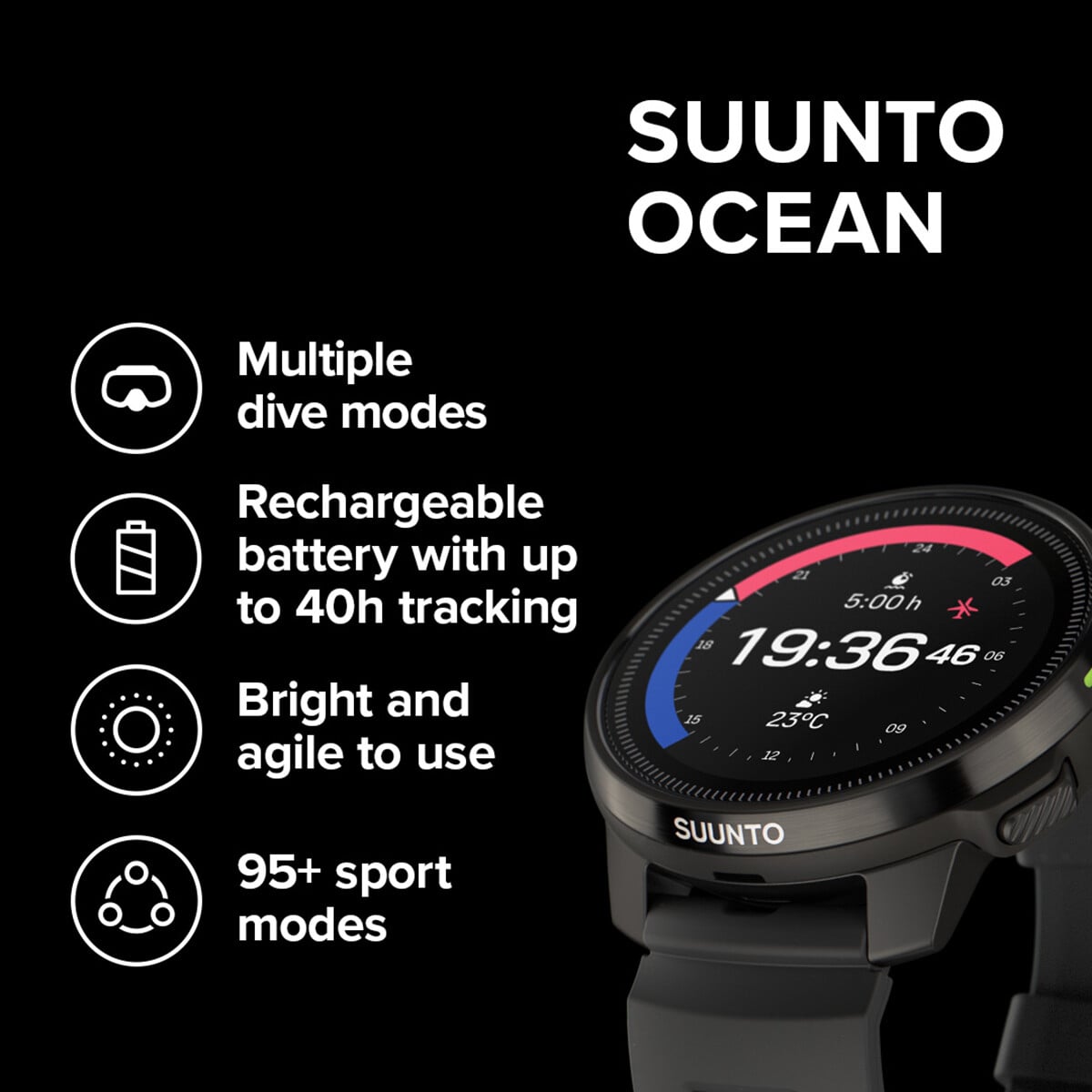 Suunto Ocean Dive Computer - Sports Watch + Tank Pod