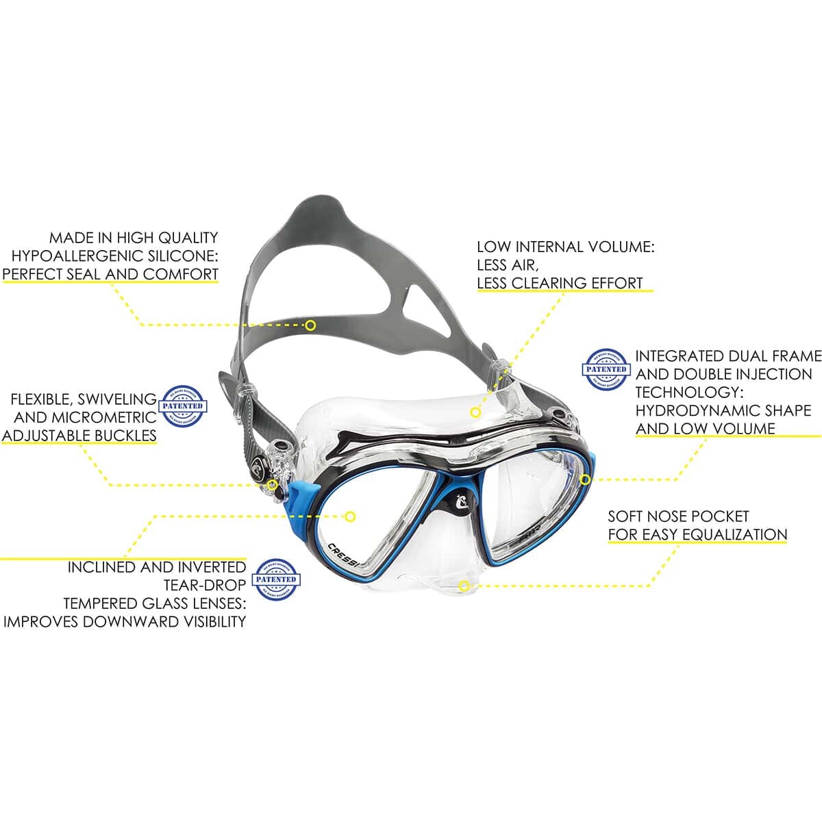 Cressi Air Crystal Dive Mask - Clear + Dark Skirt