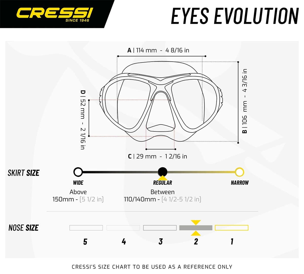Cressi Eyes Evolution Diving Mask - Medium Fit