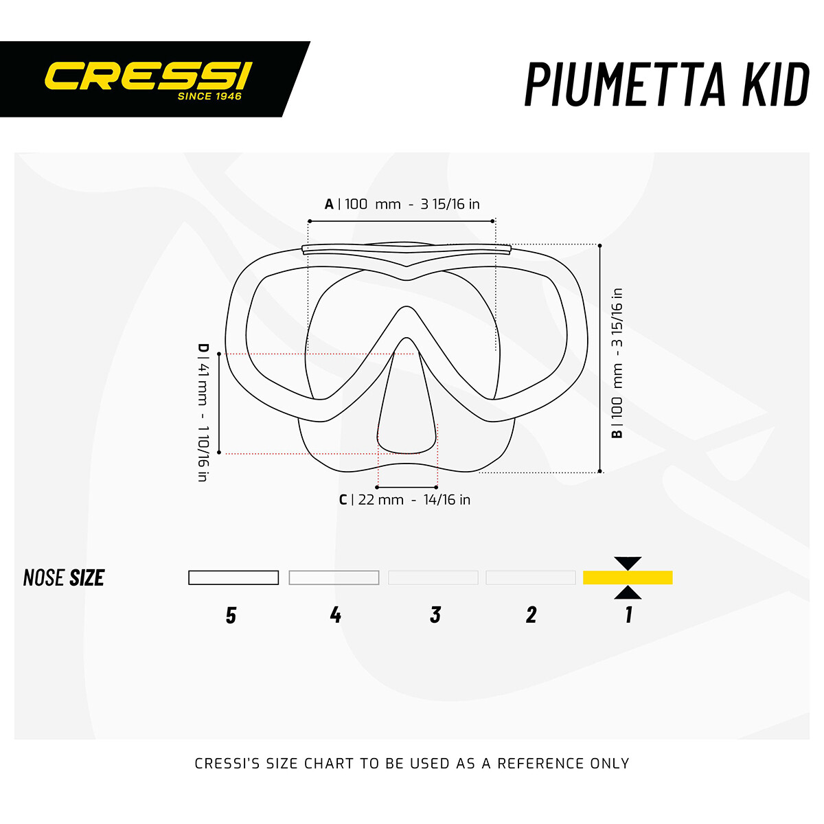 Cressi Piumetta Diving Mask - For Kids 3-6yrs