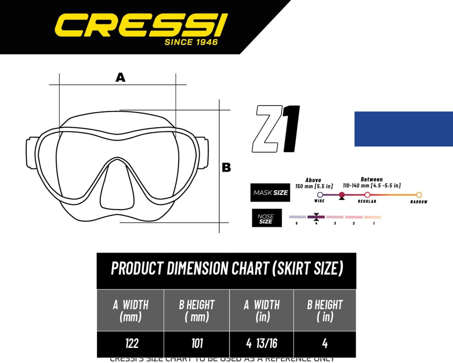Cressi Z1 Frameless, Single Lens Dive Mask - All Colours
