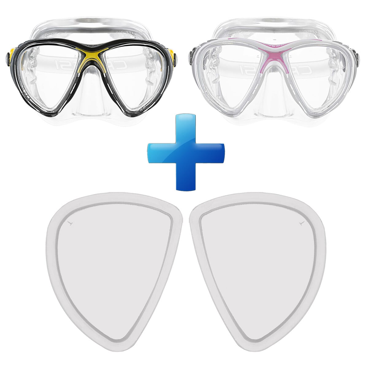 Cressi Big Eyes Evolution Crystal Mask + Fitted Prescription Bi-Focal Lenses