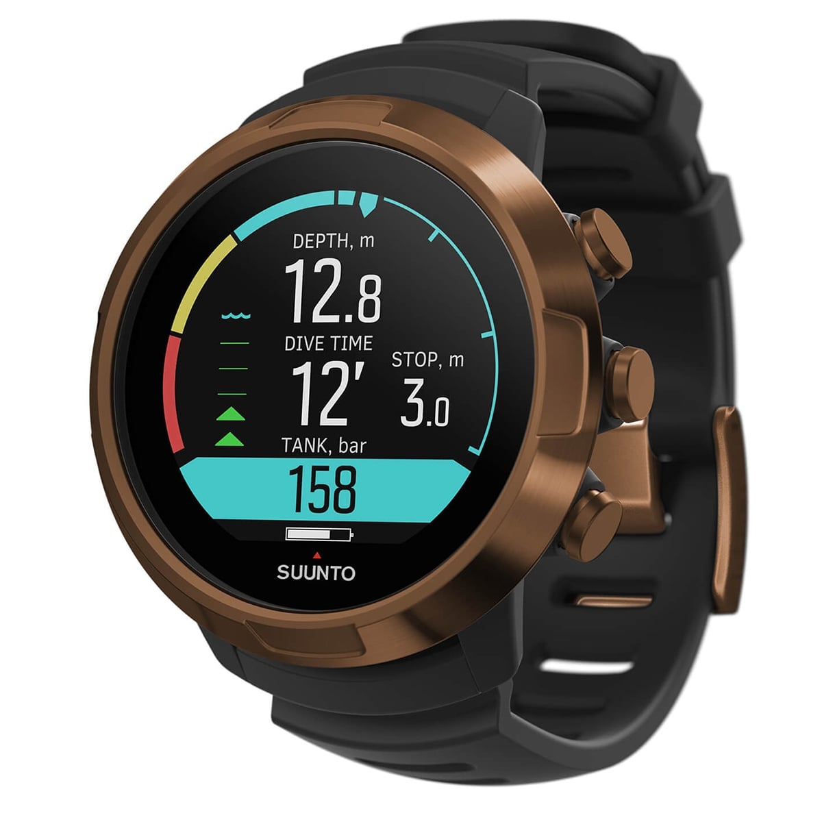 Suunto D5 Copper Dive Computer - Copper Finish + Black Strap
