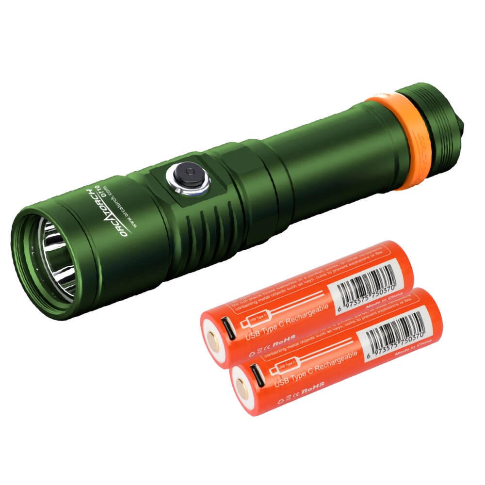 OrcaTorch D710 Dive Torch + FREE Battery Bundle