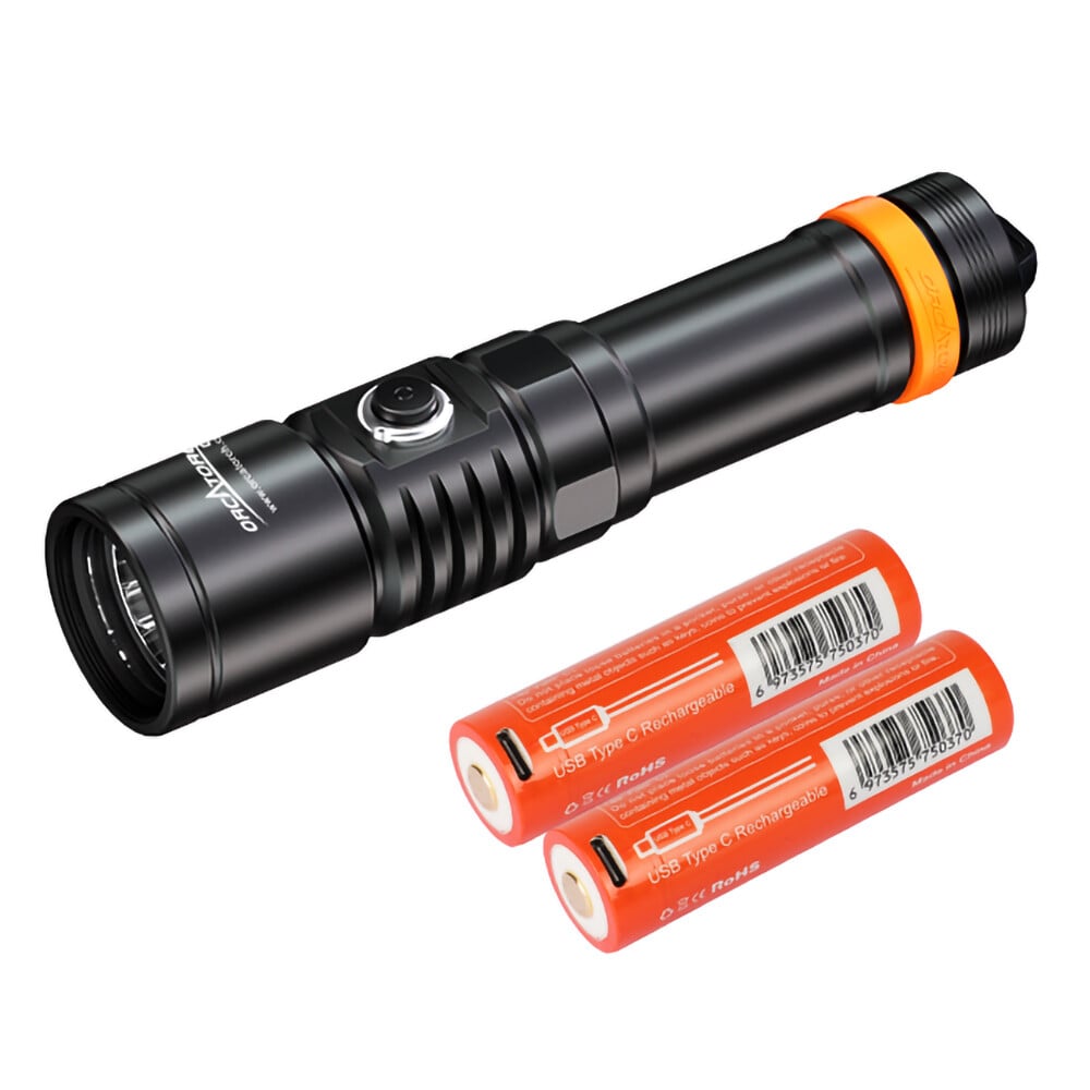 OrcaTorch D710 Dive Torch + FREE Battery Bundle