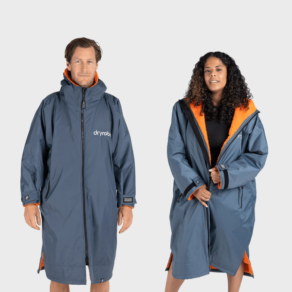 Dryrobe Advance Long Sleeve Changing Robe | Grey & Orange