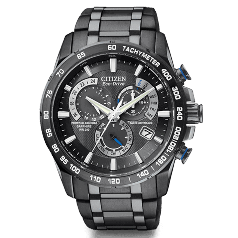 Citizen Mens Black Patterned Atomic Watch | AT4007-54E