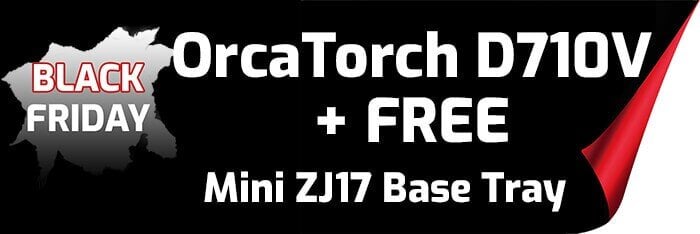 OrcaTorch D710V Video Light + ZJ17 Mini Base Bundle