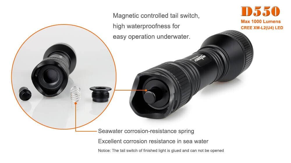 OrcaTorch D550 1000 Lumens Dive Torch OrcaTorch D550 1000 Lumens Dive Torch