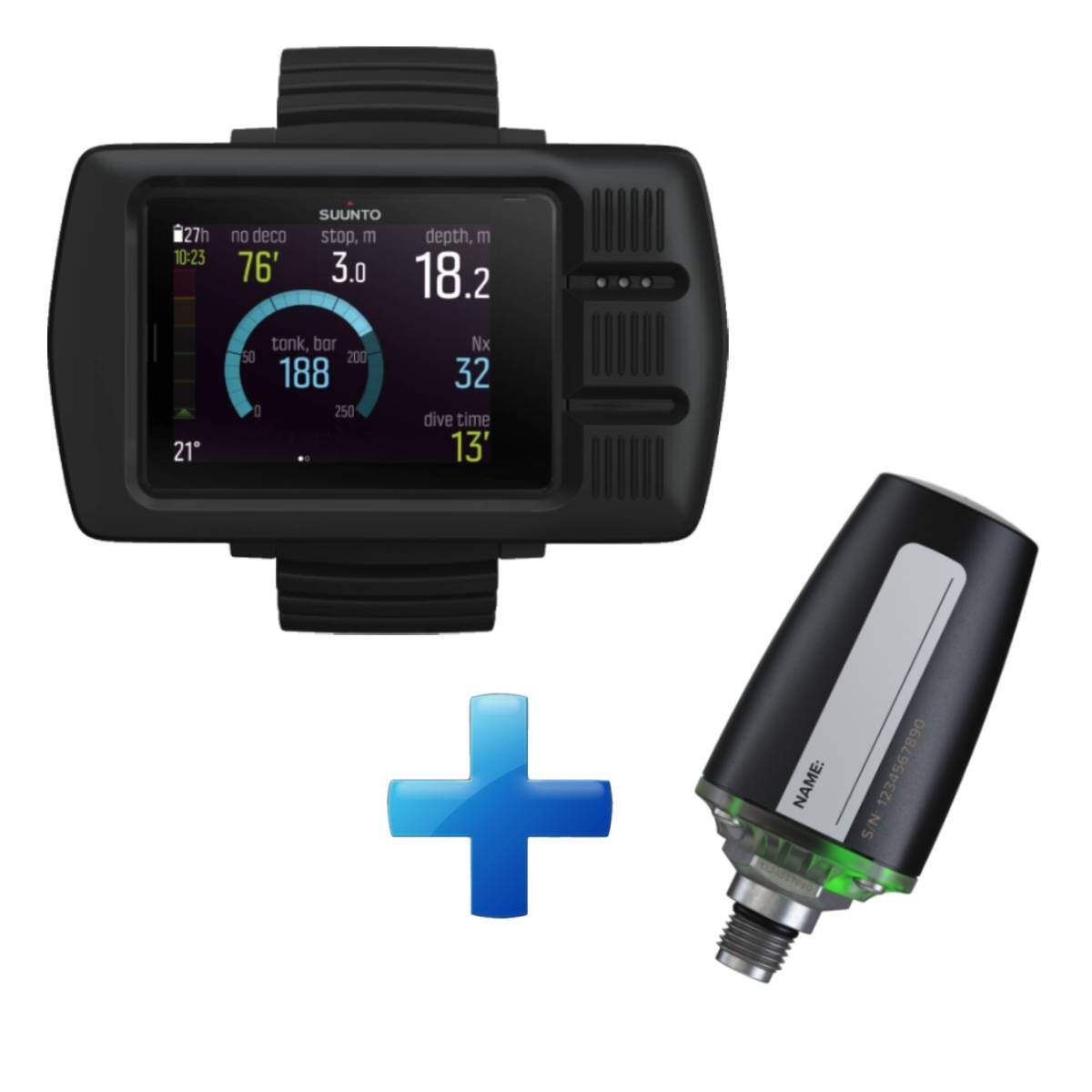 Suunto EON Steel Black Dive Computer + Tank Pod Bundle