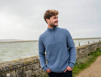 Musto Mens Marina 1/2 Zip Knit Sweater - Slate Blue Musto Mens Marina 1/2 Zip Knit Sweater - Slate Blue