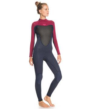 Roxy Womens 3/2mm Prologue Steamer - Flat Lock, Back Zip Wetsuit - Dark Navy/Burgundy Roxy Womens 3/2mm Prologue Steamer - Flat Lock, Back Zip Wetsuit - Dark Navy/Burgundy