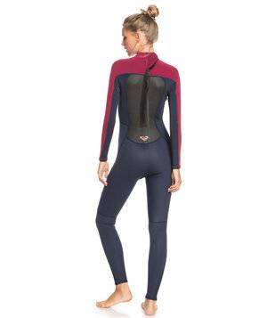 Roxy Womens 3/2mm Prologue Steamer - Flat Lock, Back Zip Wetsuit - Dark Navy/Burgundy Roxy Womens 3/2mm Prologue Steamer - Flat Lock, Back Zip Wetsuit - Dark Navy/Burgundy