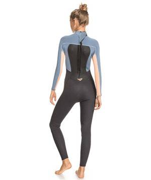 Roxy Womens 3/2mm Prologue Steamer - Flat Lock, Back Zip Wetsuit - Cloud Black/Powder Grey/Sunglow Roxy Womens 3/2mm Prologue Steamer - Flat Lock, Back Zip Wetsuit - Cloud Black/Powder Grey/Sunglow