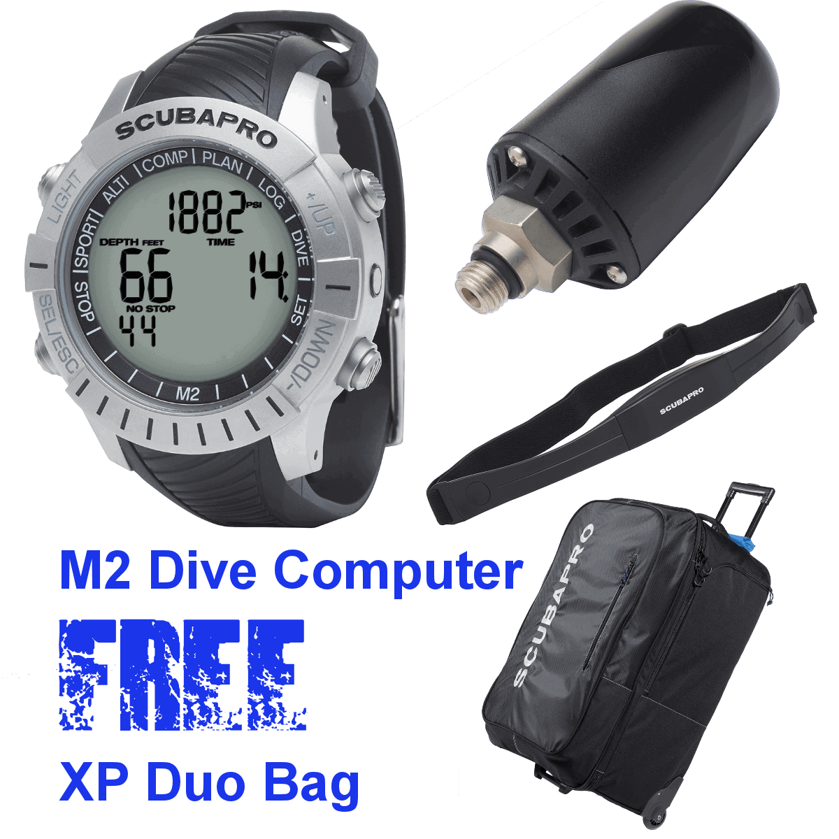Scubapro M2 Dive Computer - FREE XP Duo Wheeled Bag Bundle Scubapro M2 Dive Computer - FREE XP Duo Wheeled Bag Bundle