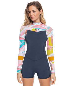 Roxy Syncro Womens 2/2 BZ Spring Suit - Jet Grey/Coral Flame/Temple Gold Roxy Syncro Womens 2/2 BZ Spring Suit - Jet Grey/Coral Flame/Temple Gold