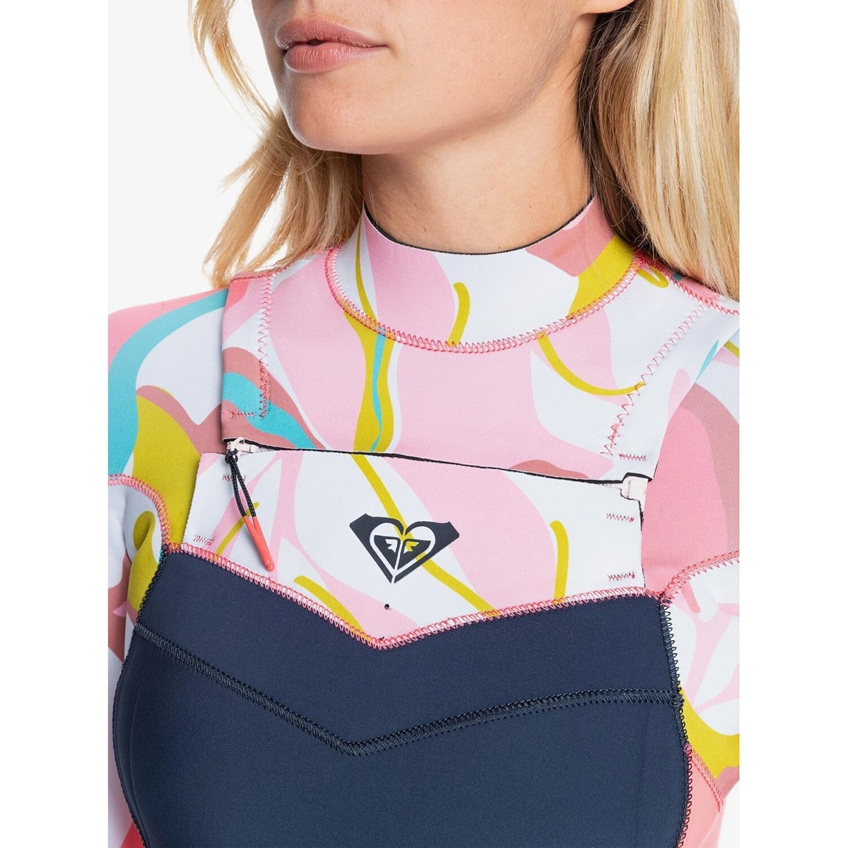 Roxy Syncro Womens 4/3 CZ Steamer Wetsuit - Jet Gry/Coral Flme/Temple Gold Roxy Syncro Womens 4/3 CZ Steamer Wetsuit - Jet Gry/Coral Flme/Temple Gold